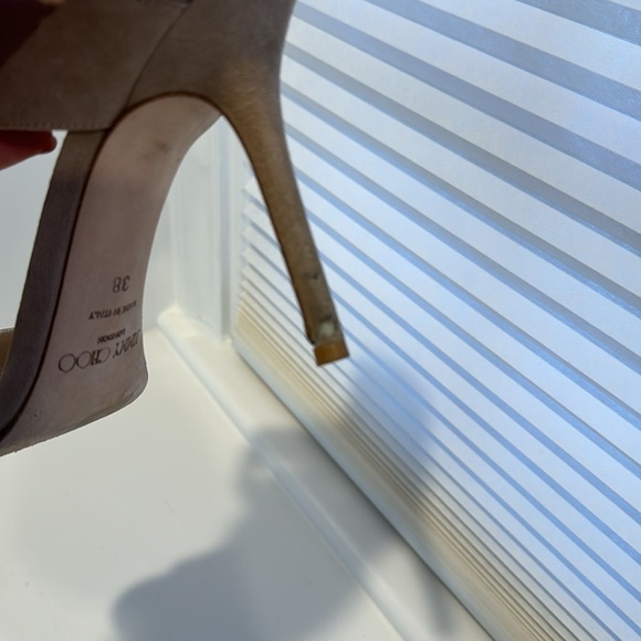 JIMMY CHOO suede/ fine glitter heels Nude color/ subtle gold glitter - Picture 6 of 6